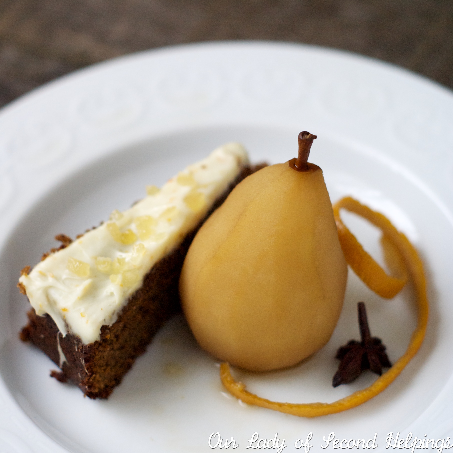 Gingerbread and Tea Poached Pears